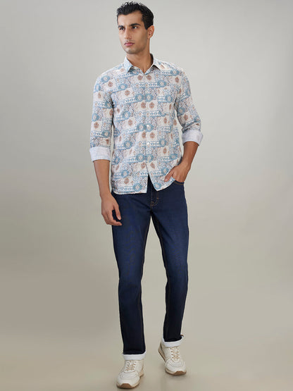 Raymond Men Blue Solid Slim Fit Cotton Blend Jeans