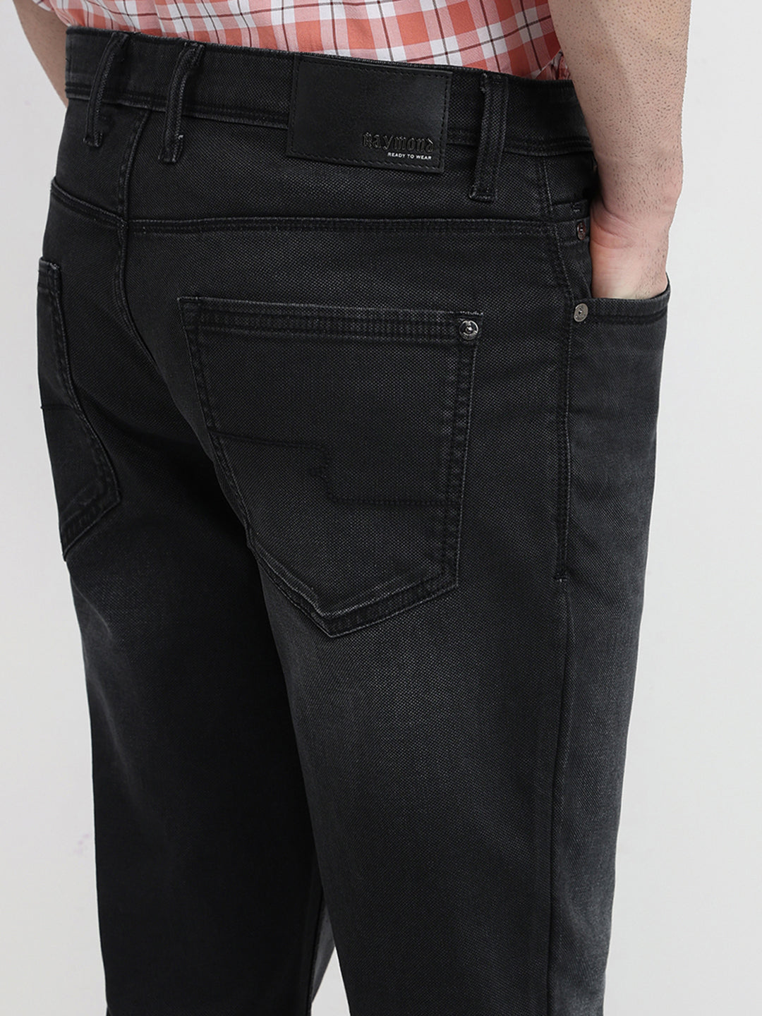 Raymond Men Grey Solid Slim Fit Cotton Blend Jeans