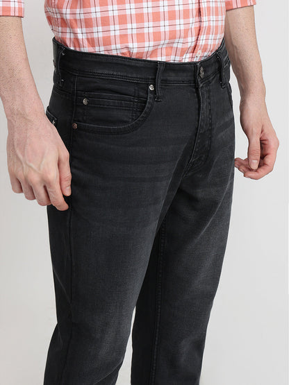 Raymond Men Grey Solid Slim Fit Cotton Blend Jeans