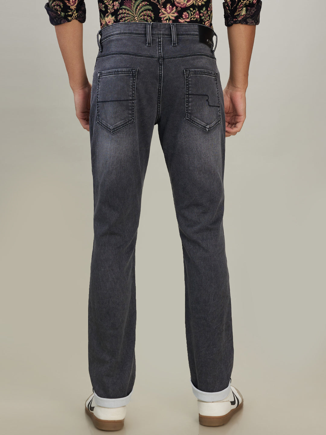 Raymond Men Grey Solid Slim Fit Cotton Blend Jeans