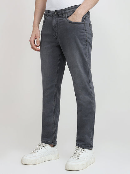 Raymond Men Grey Solid Slim Fit Cotton Blend Jeans