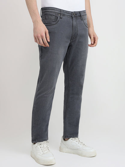 Raymond Men Grey Solid Slim Fit Cotton Blend Jeans