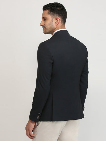 Raymond Men Blue Solid Regular Fit Polyester Blend Blazer