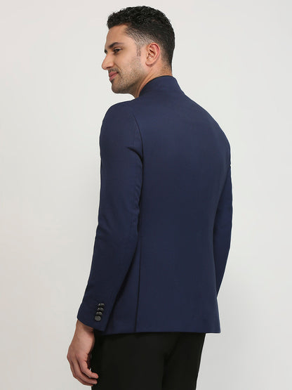 Raymond Men Blue Solid Regular Fit Polyester Blend Blazer