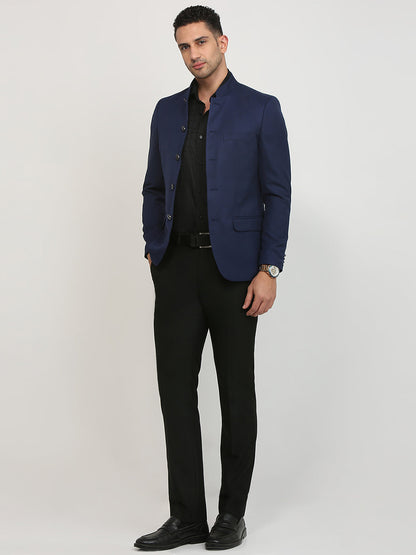 Raymond Men Blue Solid Regular Fit Polyester Blend Blazer
