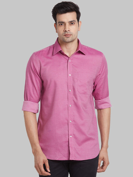 Raymond Pink Structure Contemporary Fit Full Sleeve Cotton Shirt