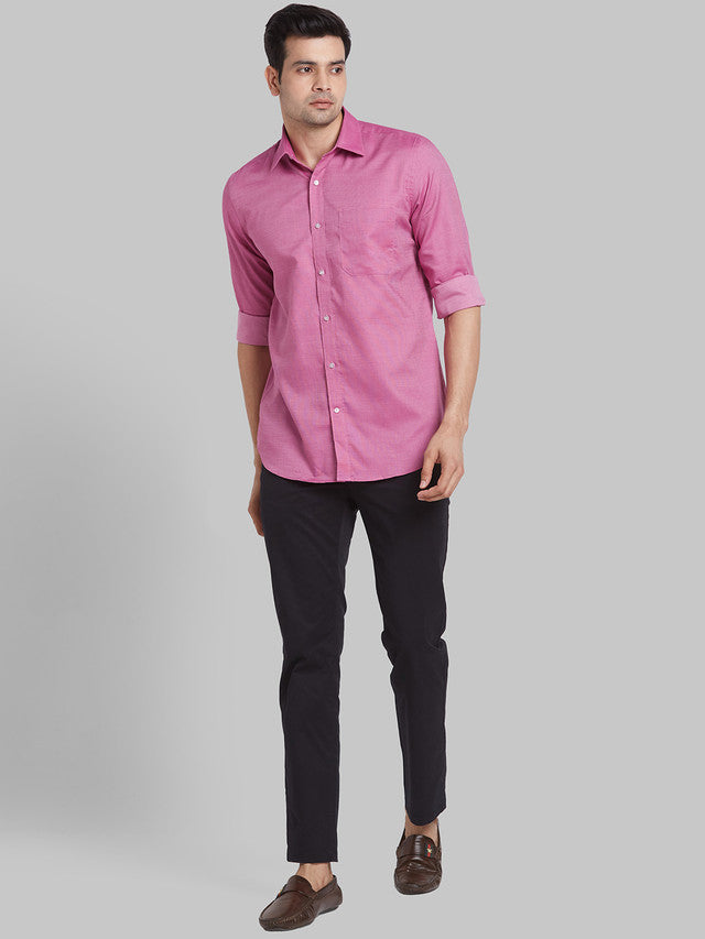 Raymond Pink Structure Contemporary Fit Full Sleeve Cotton Shirt