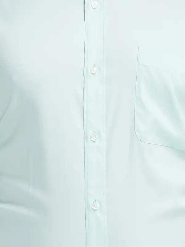 Men Green Contemporary Fit Solid Polyester Blend Full Sleeve Shirts