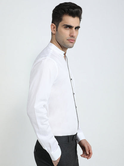 Raymond Men White Solid Slim Fit Cotton Full Sleeve Formal Shirt