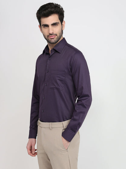 Raymond Men Purple Structure Regular Fit Cotton Full Sleeve Formal Shirt