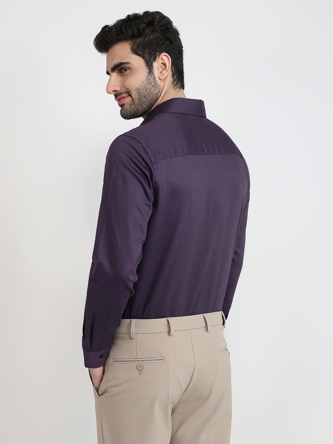Raymond Men Purple Structure Regular Fit Cotton Full Sleeve Formal Shirt