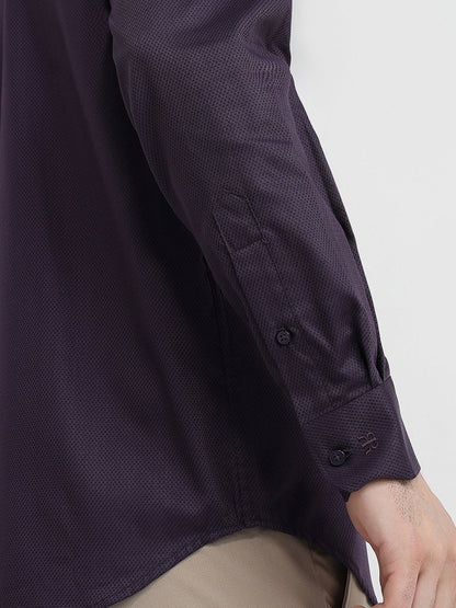 Raymond Men Purple Structure Regular Fit Cotton Full Sleeve Formal Shirt