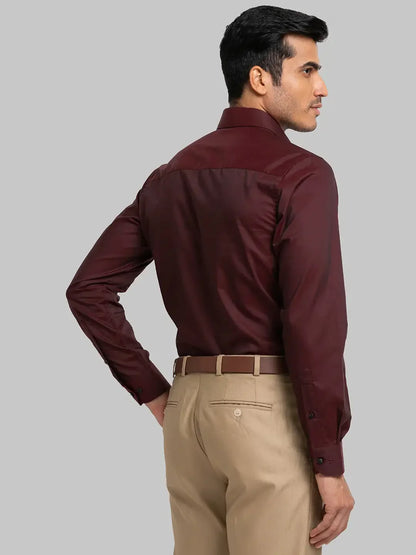 Men Maroon Contemporary Fit Barre Cotton Shirts