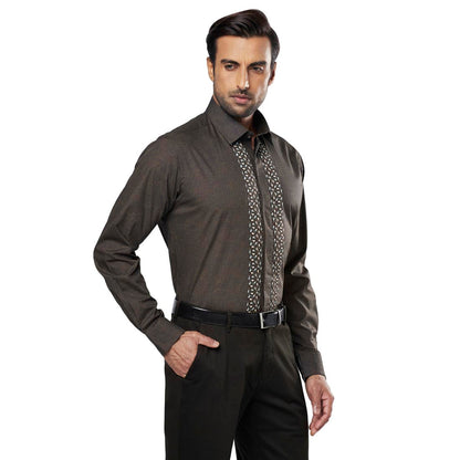 Men Brown Slim Fit Cotton Shirts