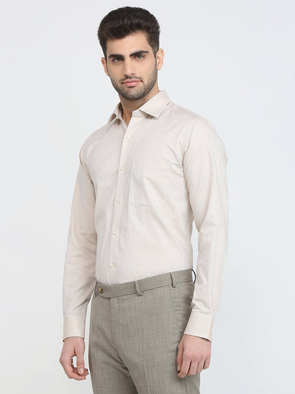 Raymond Men Brown Structure Regular Fit Cotton Formal Shirt