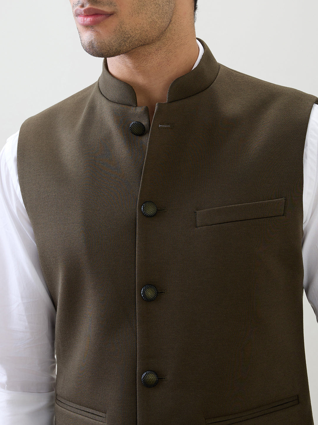 Raymond Men Green Knitted Contemporary Fit Terylene Blend Sleeveless Waist Coat