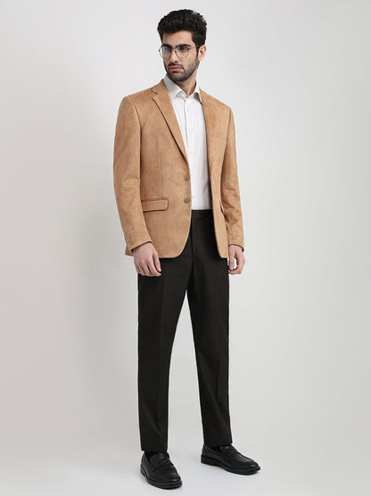 Raymond Men Brown Solid Regular Fit Terylene Blend Blazer