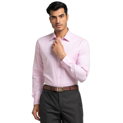 Men Red Contemporary Fit Structure Cotton Full Sleeve Shirts