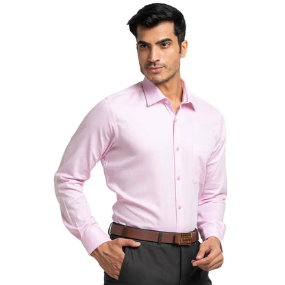 Men Red Contemporary Fit Structure Cotton Full Sleeve Shirts