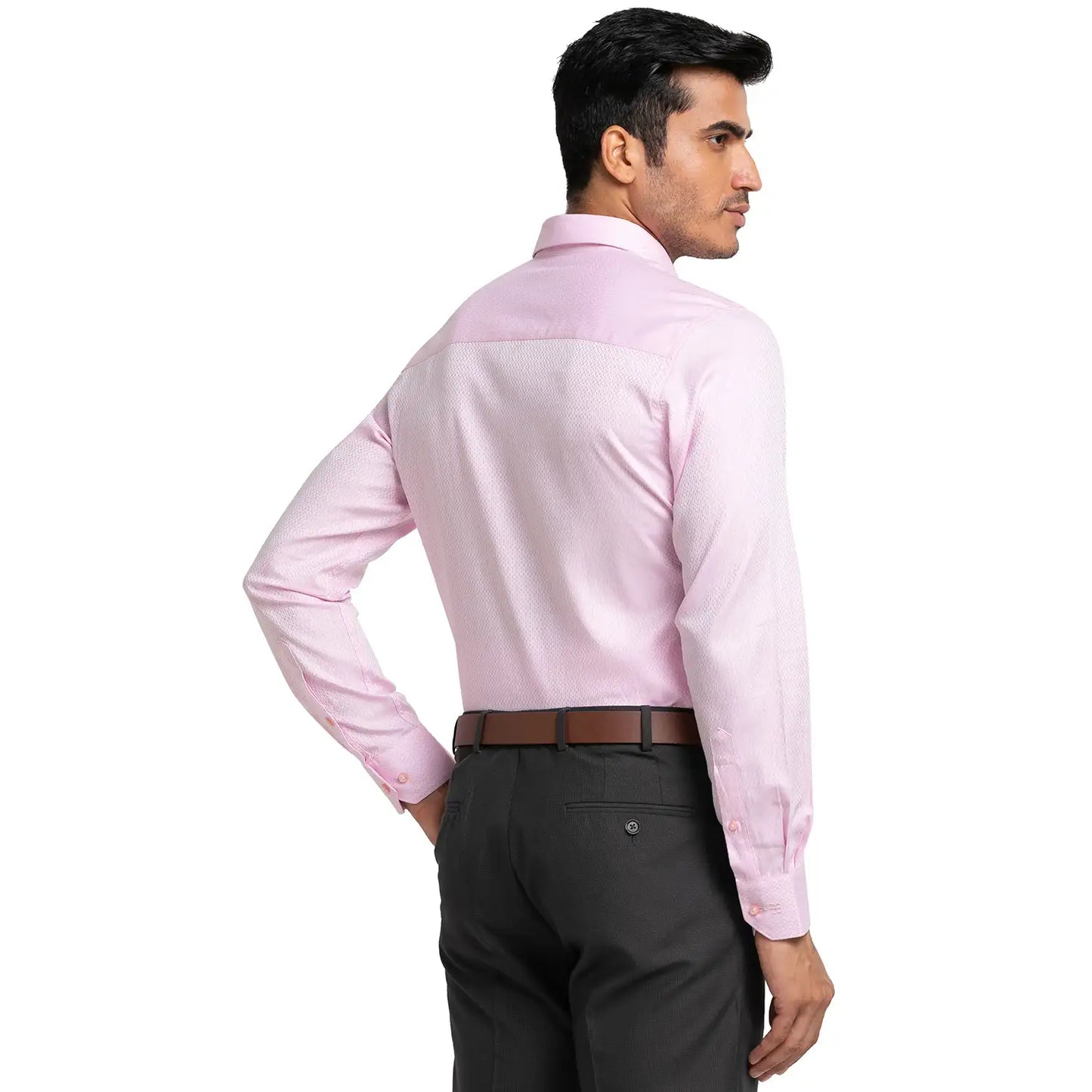 Men Red Contemporary Fit Structure Cotton Full Sleeve Shirts