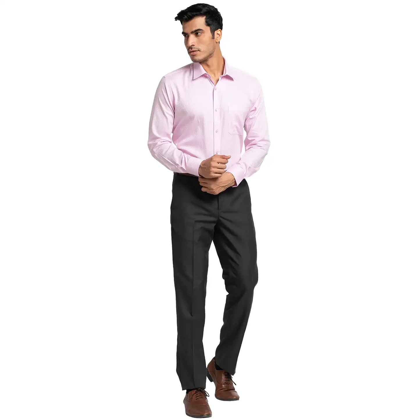 Men Red Contemporary Fit Structure Cotton Full Sleeve Shirts