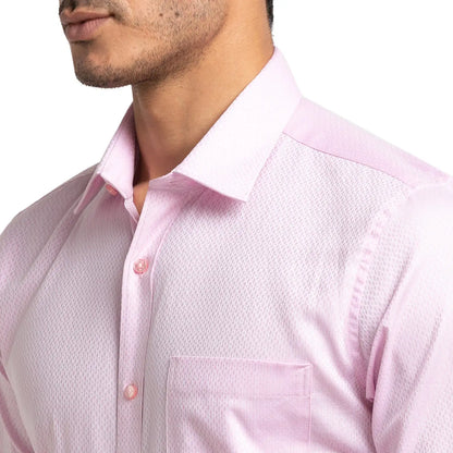 Men Red Contemporary Fit Structure Cotton Full Sleeve Shirts