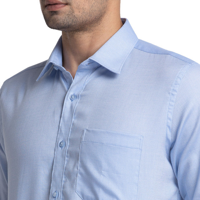 Raymond Blue Structure Contemporary Fit Cotton Formal Shirt