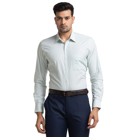 Raymond Green Stripe Contemporary Fit Cotton Formal Shirt