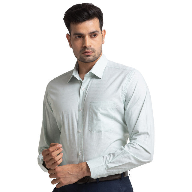 Raymond Green Stripe Contemporary Fit Cotton Formal Shirt