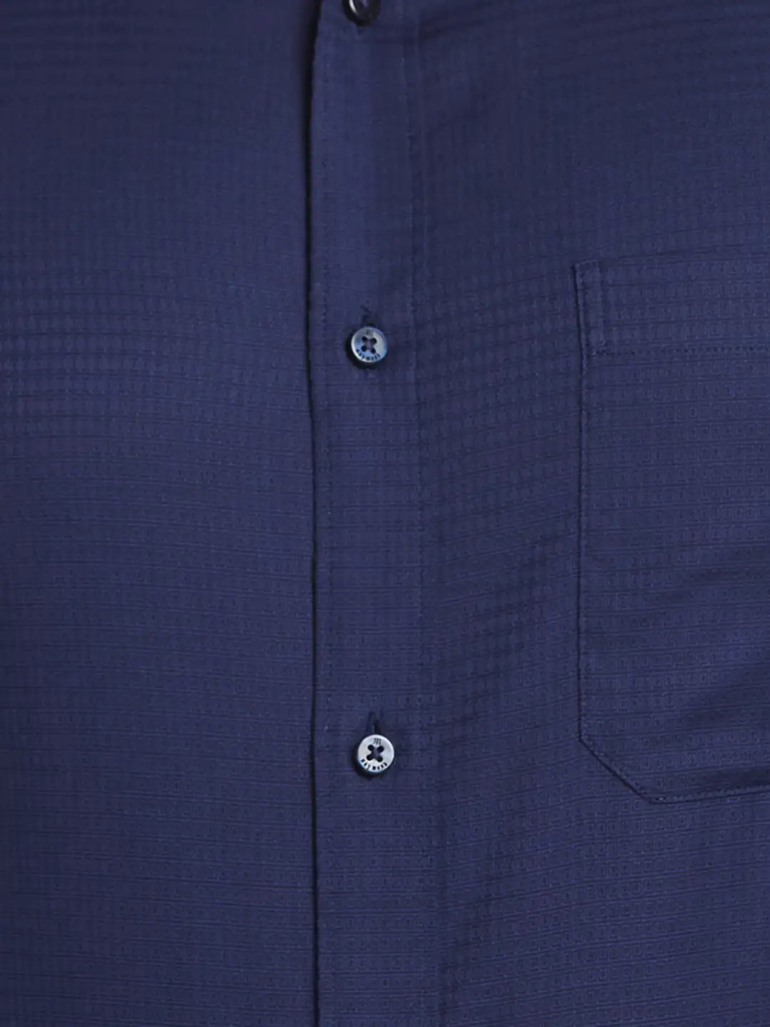 Men Blue Contemporary Fit Structure  Cotton Full Sleeve Regular Collar Shirts