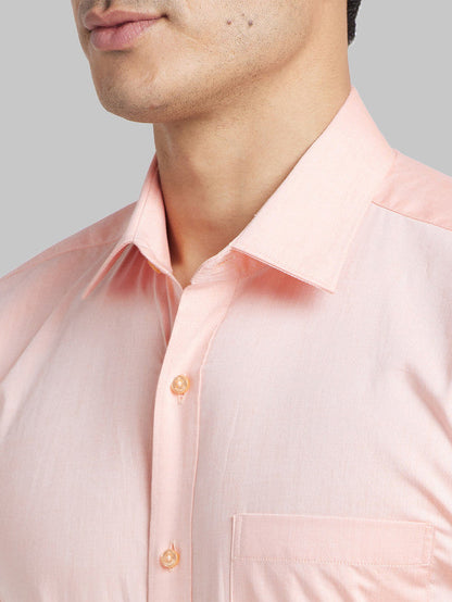 Raymond Orange Solid Contemporary Fit Full Sleeve Cotton Shirt