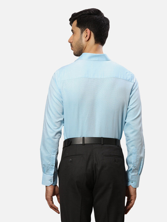 Raymond Blue Solid Contemporary Fit Full Sleeve Cotton Shirt