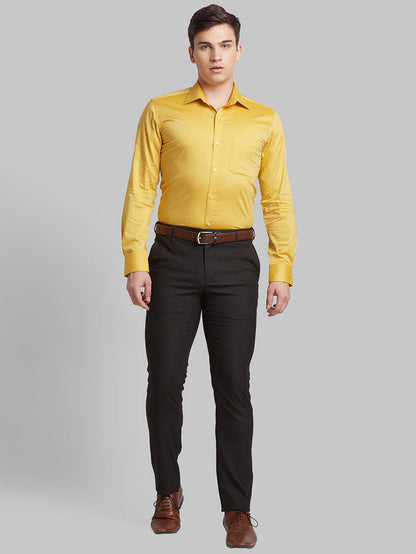 Raymond Yellow Solid Contemporary Fit Cotton Formal Shirt