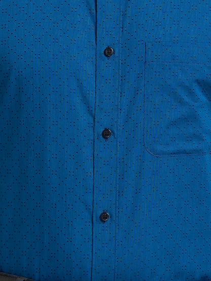 Men Blue Slim Fit Structure Cotton Half Sleeve Shirts
