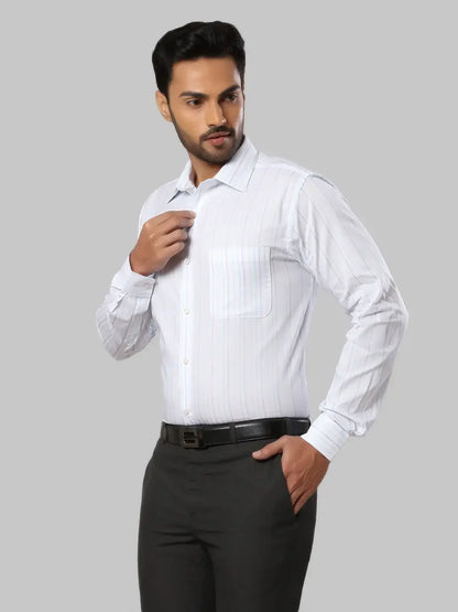 Men Petrol Slim Fit Stripe Cotton Half Sleeve Shirts