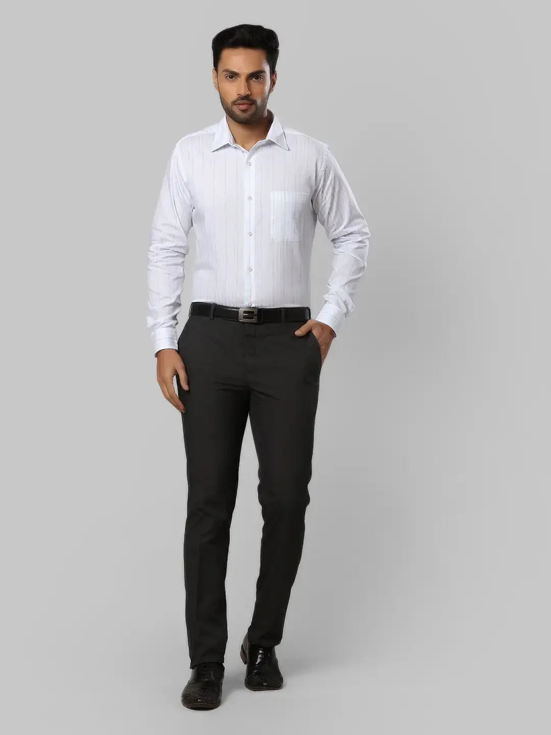 Men Petrol Slim Fit Stripe Cotton Half Sleeve Shirts