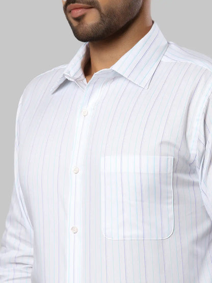 Men Petrol Slim Fit Stripe Cotton Half Sleeve Shirts