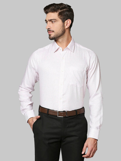 Raymond Pink Checks Contemporary Fit Full Sleeve Cotton Shirt