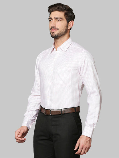 Raymond Pink Checks Contemporary Fit Full Sleeve Cotton Shirt