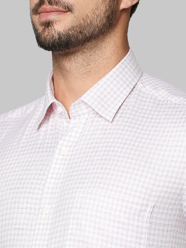 Raymond Pink Checks Contemporary Fit Full Sleeve Cotton Shirt