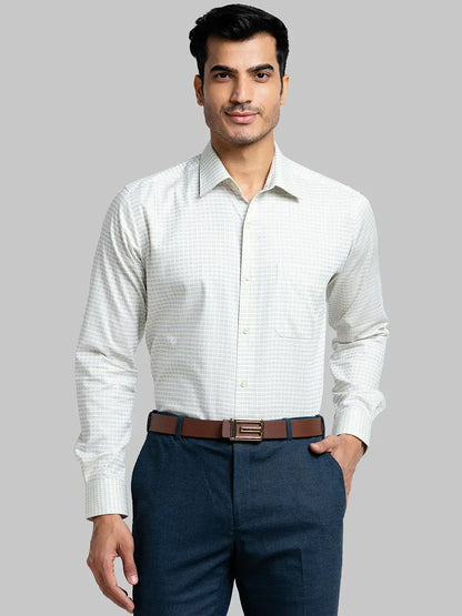 Men Green Contemporary Fit Checks Cotton Full Sleeve Shirts