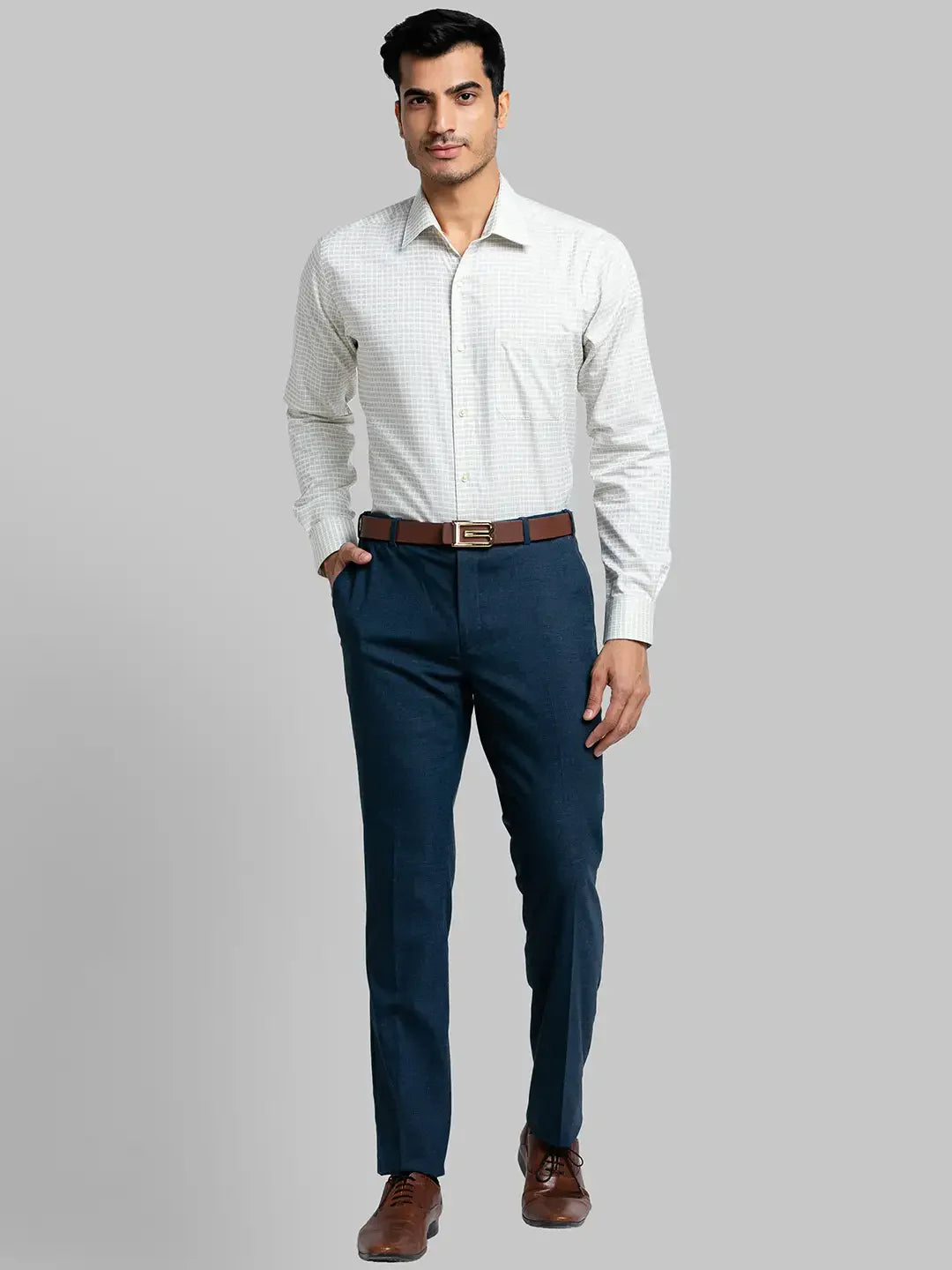 Men Green Contemporary Fit Checks Cotton Full Sleeve Shirts