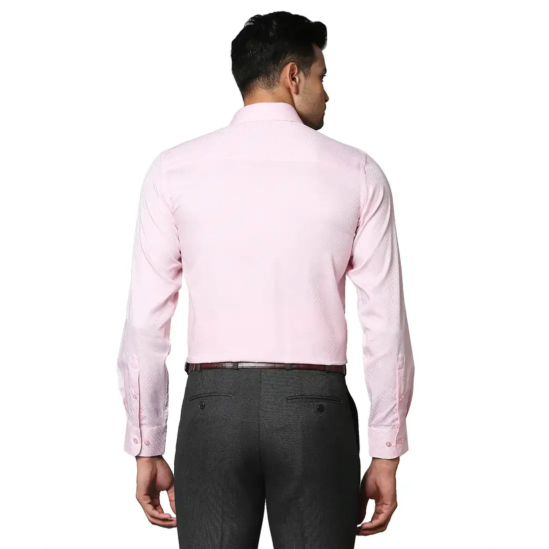 Men Red Contemporary Fit Structure Cotton Shirts