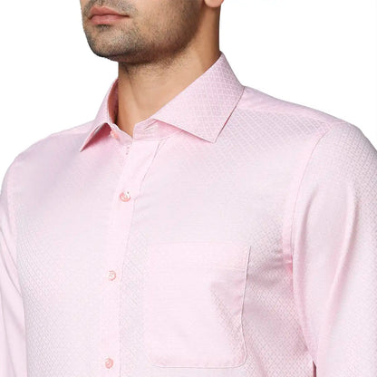 Men Red Contemporary Fit Structure Cotton Shirts