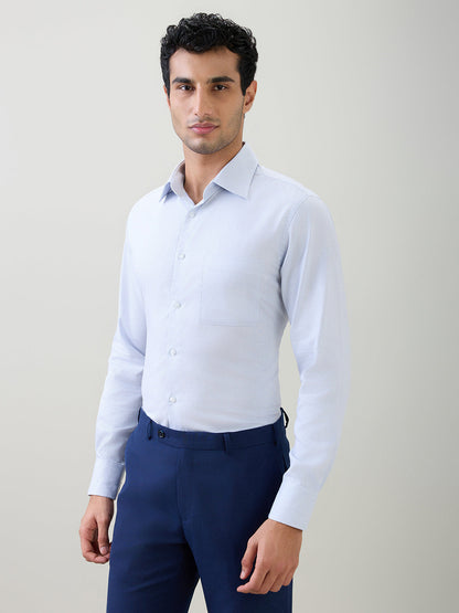 Raymond Men Blue Structure Slim Fit Cotton Full Sleeve Formal Shirt