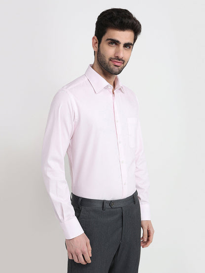 Raymond Men Red Structure Slim Fit Cotton Full Sleeve Formal Shirt