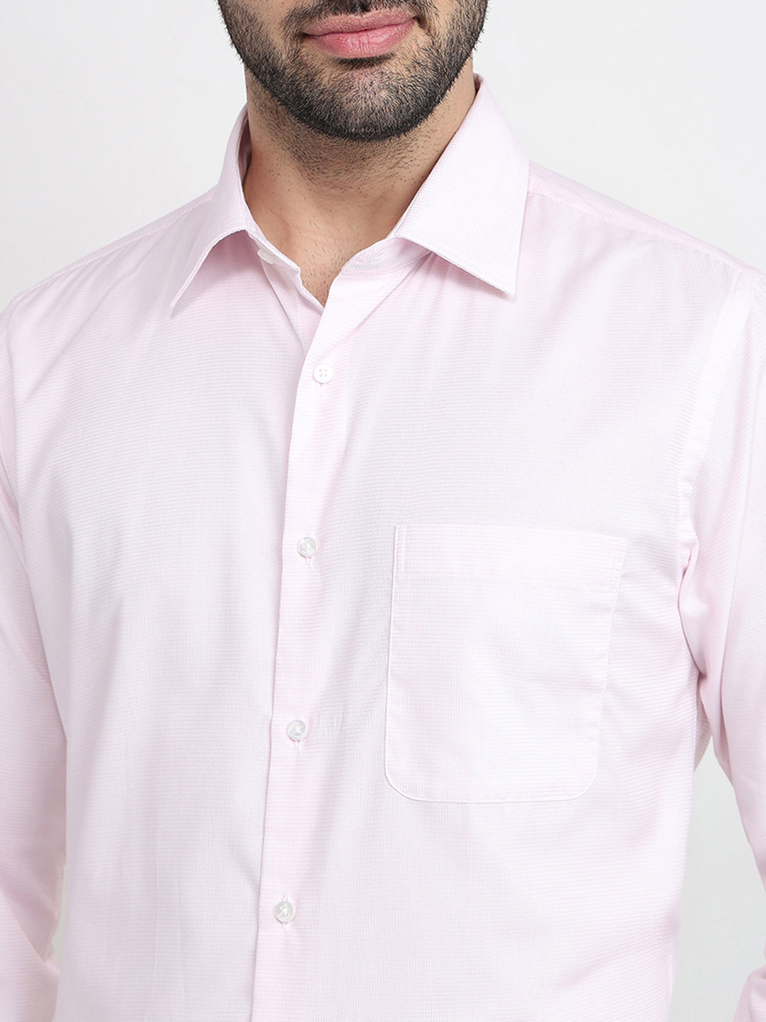 Raymond Men Red Structure Slim Fit Cotton Full Sleeve Formal Shirt