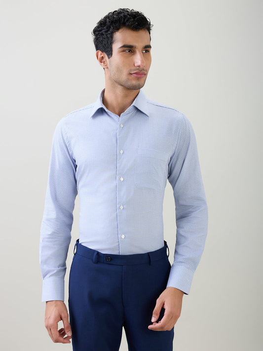 Raymond Men Blue Structure Slim Fit Cotton Full Sleeve Formal Shirt