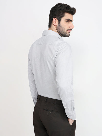 Raymond Men Grey Structure Slim Fit Cotton Full Sleeve Formal Shirt
