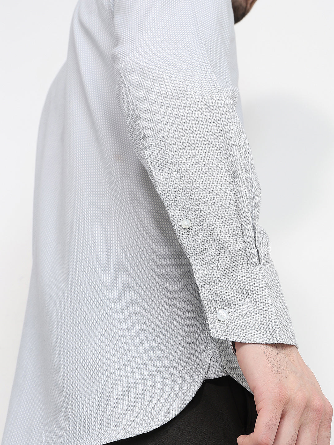 Raymond Men Grey Structure Slim Fit Cotton Full Sleeve Formal Shirt